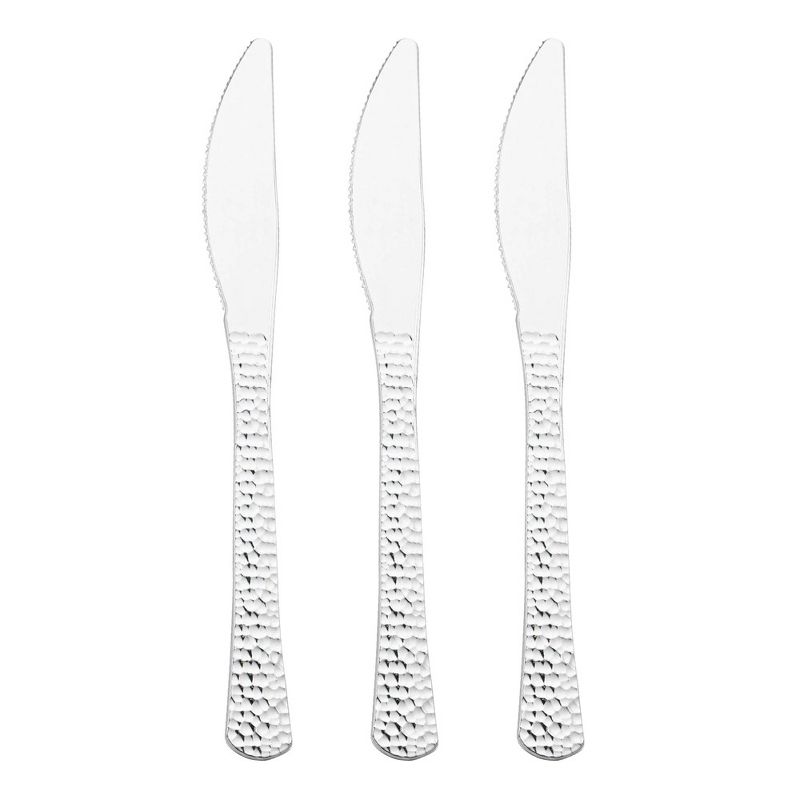 Smarty Had A Party Shiny Metallic Silver Hammered Plastic Knives (1000 Knives), 1 of 3