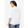 ellos Women's Plus Size Keyhole Neck Blouse With Crochet Trim - 3 of 4