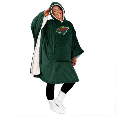 NHL Minnesota Wild Color Bloncho with Logo Patch Throw Blanket