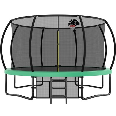 HFYee 12/14/16FT Kids Adventure Trampoline Safety Enclosure & Ladder for Outdoor Play for Ages 6-12