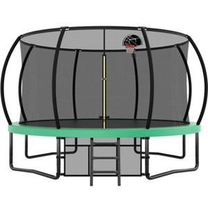 HFYee 12/14/16FT Kids Adventure Trampoline Safety Enclosure & Ladder for Outdoor Play for Ages 6-12 - 1 of 4