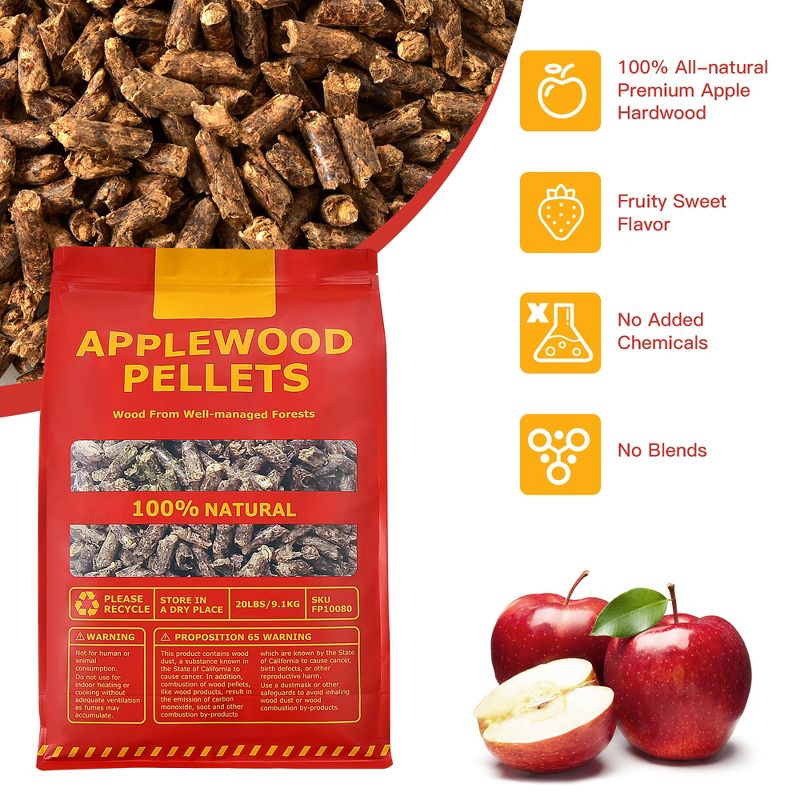Costway 20lbs Apple Wood Pellets All-Natural for Smokers Pellet Grills BBQ Roast, 5 of 10
