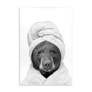 Stupell Industries Bear Hair Towel Funny Animal, 15" x 10" - 1 of 4