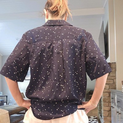 Women's Short Sleeve Collared Button-Down Shirt - A New Day™ Navy