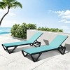 GlasFlength Patio Lounge Chair, Set of Two with Adjustable Backrest Multi-Function Lounge Chair for Poolside Patio, Blue, 64.41" * 26.69" * 35.43" - 2 of 4