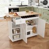 TiramisuBest 53.7in Farmhouse Kitchen Island with Power Outlet, 2 Sliding Barn Door Kitchen Storage Island with Drop Leaf, Spice Rack Rol - 2 of 4