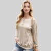 Anna-Kaci Women's Long Sleeve Henley Pullover with Button Detail and Ribbed Cuffs - 3 of 4