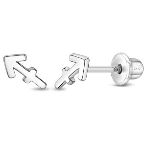 Girls' Polished Zodiac Screw Back Sterling Silver Earrings - In Season Jewelry - 1 of 4