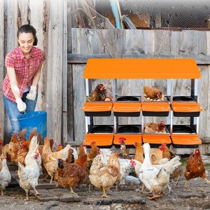 Metal Nesting Boxes for Chickens, Galvanized Steel Chicken Nesting Box with Lid Cover and Plastic Handle for Coop, Farm, or Backyard - 1 of 4