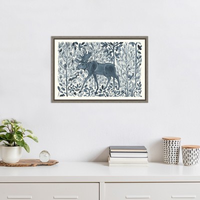 Graywash Forest Life VI Canvas Art with Moose and Squirrel