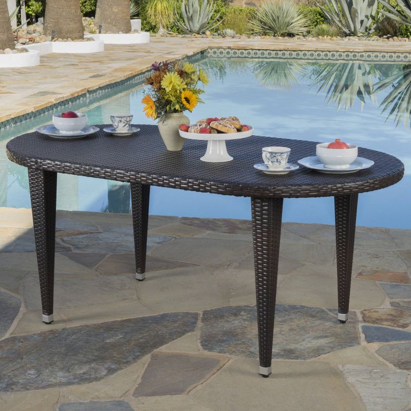Dominica Oval Wicker Dining Table - Christopher Knight Home, 3 of 6