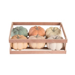 Transpac Foam 13.5 in. Multicolor Harvest Matte Pumpkin In Crate Set of 6 - 1 of 2