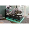 DOMETOUR Full Size Upholstered Bed, LED Lights, Remote/App Control, Hydraulic Storage, USB-C Charging, Black PU (No Mattress) - 3 of 4