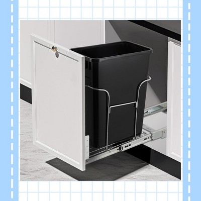 Garvee 1×30 QT Garbage Waste Recycling Bin - Pull-Out Trash Can with Full Extension Slides, Space-Saving Design