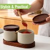 Garnen Wooden Tray Spice Jars Set, Ceramic Spice Containers, Condiment Container with Lid, Decorative Ceramic Spice Jars Organizer with Spoon, Beige - 3 of 4