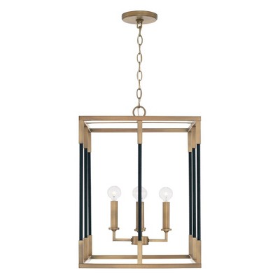 Capital Lighting Bleeker 4 - Light Chandelier in  Aged Brass, Black