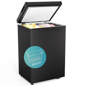 Simzlife Chest Freezer with Removable Basket,Mini Freezer Countertop, Black - 1 of 4
