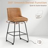 Arceso Swivel Bar Stools Set of 3, 26 Inch Upholstered Barstools with Backs, Modern Faux Leather Counter Height Bar Stool , Brown Counter Stools - 3 of 4