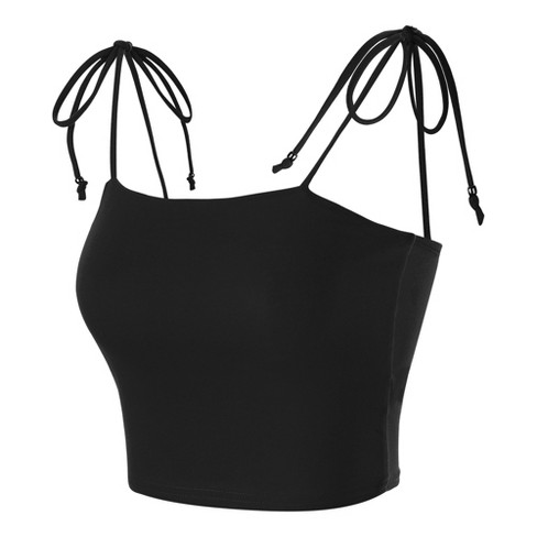 Allegra K Women's Tie Spaghetti Straps Sleeveless Summer Crop Cami Top  Black Small : Target