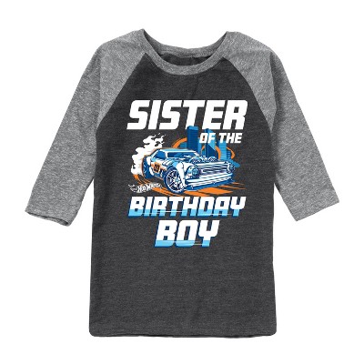 Boys' - Hot Wheels - Sister Of Birthday Boy Raglan Graphic T-Shirt