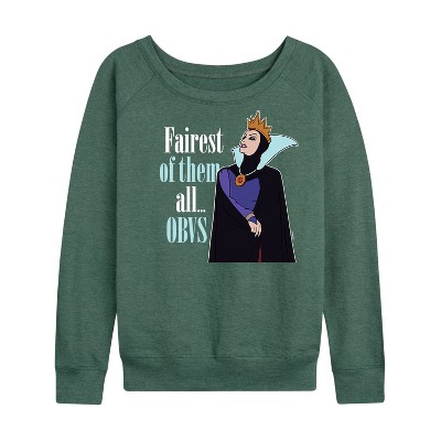 Women's - Disney Princess - Fairest of Them all Obvs Lightweight French Terry Wide Neck Long Sleeve Shirt