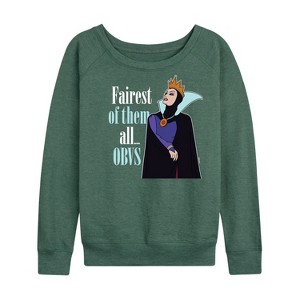 Women's - Disney Princess - Fairest of Them all Obvs Lightweight French Terry Wide Neck Long Sleeve Graphic Shirt - 1 of 4