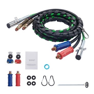 VEVOR 15FT Semi Truck Air Lines Kit with 2PCS Glad Hands, 3-in-1 Air Hoses & 7 Way ABS Electric Power Line, with 2PCS Gladhand Handles, 4PCS Seals - 1 of 4