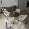 LeisureMod Bristol Round Dining Table – MDF Top with Natural Wood Steel Pedestal Base, Modern Kitchen & Dining Room Table, Accent Table - 2 of 4