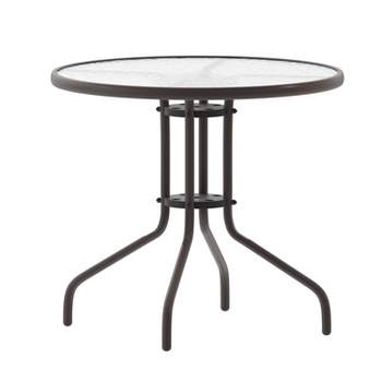 Flash Furniture Bellamy 31.5'' Round Tempered Glass Metal Table