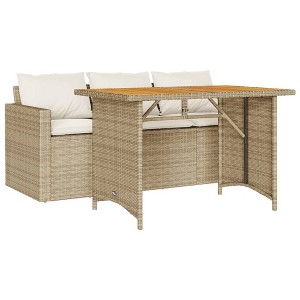 vidaXL 2 Piece Patio Dining Set with Cushions Beige Poly Rattan - 1 of 1