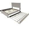 Sapphtopaz Modern Queen Size Bed Frame with Diamond-Shaped Tufted Headboard Velvet Upholstered Platform Bed with Trundle & 2 Storage Drawers - 3 of 4
