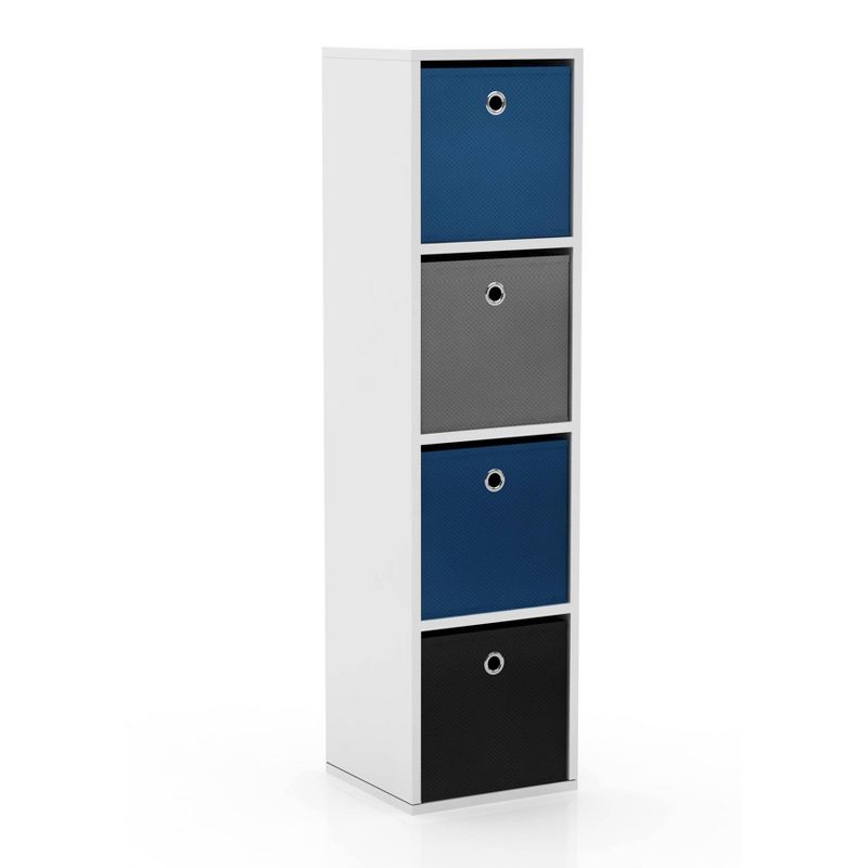 4.25" Utility Bookcase Tower with 4 Fabric Bins - Buylateral, 1 of 6