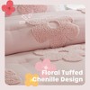 4-Piece Full/Queen Floral Reversible Tufted Chenille Comforter Set with Flower Throw Pillow,Pink - 4 of 4
