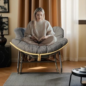 KTMBDW Outdoor Rocking Chair, Modern Cozy Lounge Rocker Chair with Cushion for Balcony Porch Patio - 1 of 4