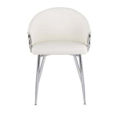 Claire White Faux Leather and Chrome Dining Chair Set