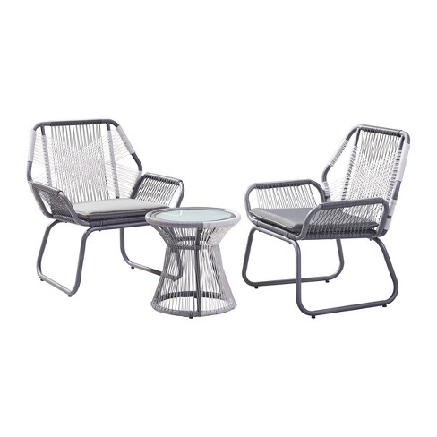 Christopher Knight Home Milano 3 piece Outdoor Wicker Wrap Chat Set with Cushion, Gray/White - image 1 of 4