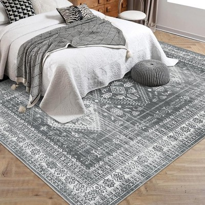 Garvee Washable Area Rug, Moroccan Ultra-Thin Area Rug- Foldable Low Pile, Non-Slip ,Modern Soft Carpet