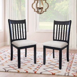 Kumasinova Set of 2 Solid Wood Upholstered Dining Chairs, Slatted Back Kitchen Chairs with Cushion, Ergonomic Medium High Back, Dining Room Furniture - 1 of 4