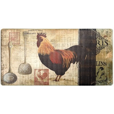 18 in. x 30 in. Vintage Rooster Kitchen Cushion Floor Mat