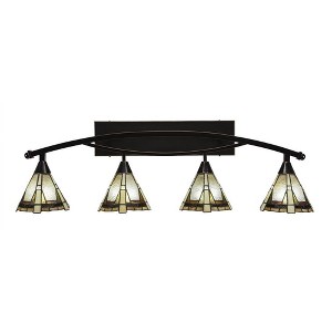 Toltec Lighting Bow 4 - Light Vanity in  Black Copper with 7" Zion Art Glass Shade - 1 of 1