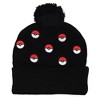 Pokemon Gotta Catch Em All Pokeball Embroidered Cuffed Knit Pom-Pom Beanie OSFM - 4 of 4