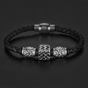 West Coast Jewelry Men's Beaded Black Braided Leather Bracelet (8mm) - 8" - 2 of 4