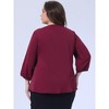 Agnes Orinda Women's Plus Size Stylish Tie Neck 3/4 Ruffle Sleeves Work Office Blouses - 4 of 4
