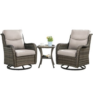 Buenhomino 3 Pieces Patio Bistro Set Outdoor Swivel Rocker Patio Chairs with Side Table Patio Furniture for Deck Porch Garden Balcony Poolside - 1 of 4