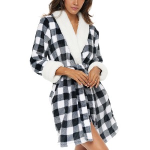 ADR Women's Short Robe, Classic Cozy Plush Robe Woman, Short Fleece Bathrobe - 1 of 4