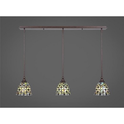 Toltec Lighting Any 3 - Light Chandelier in  Bronze with 7" Crescent Art Glass Shade