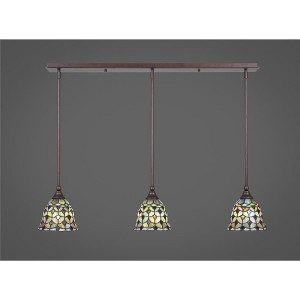 Toltec Lighting Any 3 - Light Chandelier in  Bronze with 7" Crescent Art Glass Shade - 1 of 1