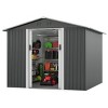 SEVOBAL Storage Sheds Outdoor Storage Room With All-Weather Design Metal Tool Shed For Backyard, Patio, Lawn, Gray, 101.18"*100.39"*70.28" - 2 of 4