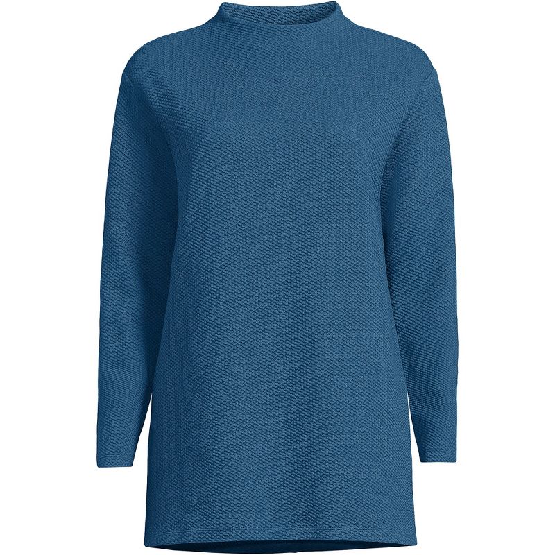 Lands' End Women's Long Sleeve Textured Pique Funnel Neck Tunic, 2 of 3
