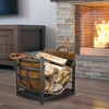 Panacea Mission Log Bin with Synthetic Leather, Wood Dowels, Reinforced Handles, Durable Square Steel Tubing, and Alloy Steel Log Carrier Rack - 4 of 4